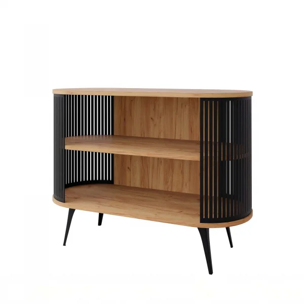 Credenza 120x90h cm con ripiani rovere nero Valeris