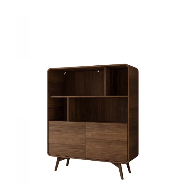 Credenza alta 108x130h cm 2 ante e vani a vista rovere scuro Walden