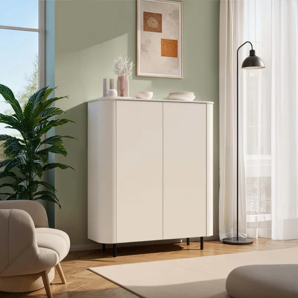 Credenza alta 130x154h cm 2 ante beige cashmere Lucrezia
