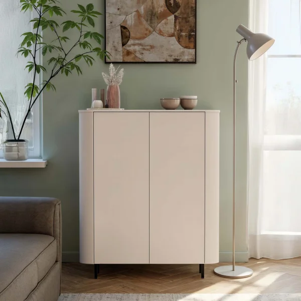 Credenza alta 130x154h cm 2 ante beige cashmere Lucrezia