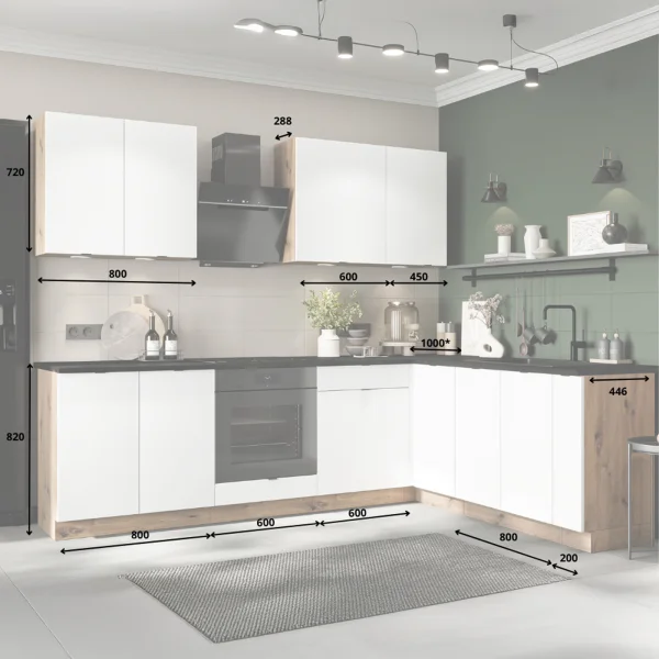 Cucina angolare 260x200cm completa componibile moderna bianca Starter