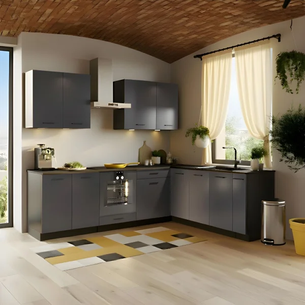 Cucina angolare 260x200cm completa componibile moderna grafite Crono