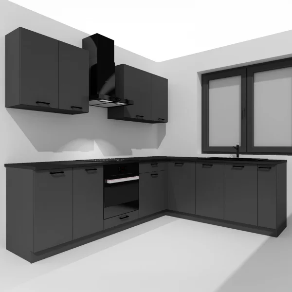 Cucina angolare 260x200cm completa componibile moderna grafite Crono