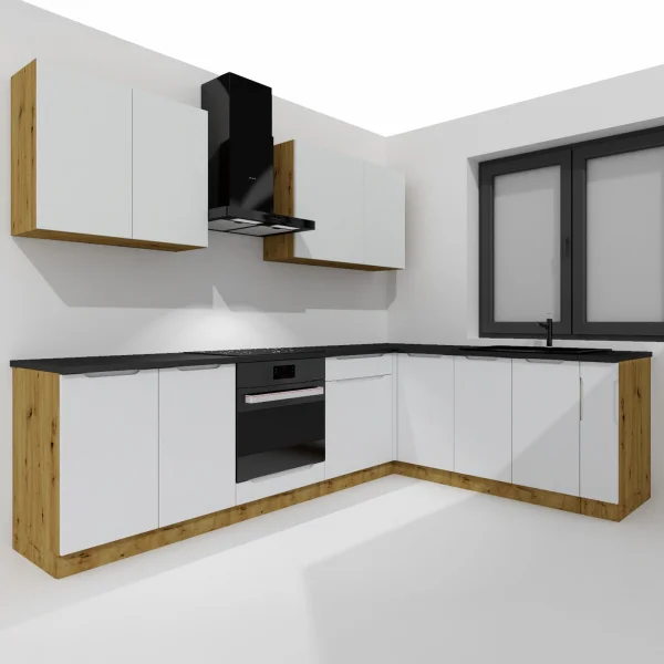 Cucina angolare 260x200cm completa componibile moderna grigio chiaro Etrax