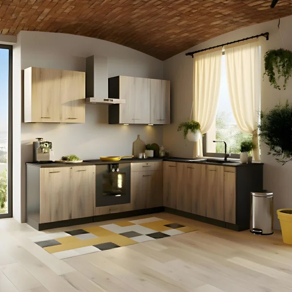 Cucina angolare 260x200cm completa componibile moderna rovere grafite Crono