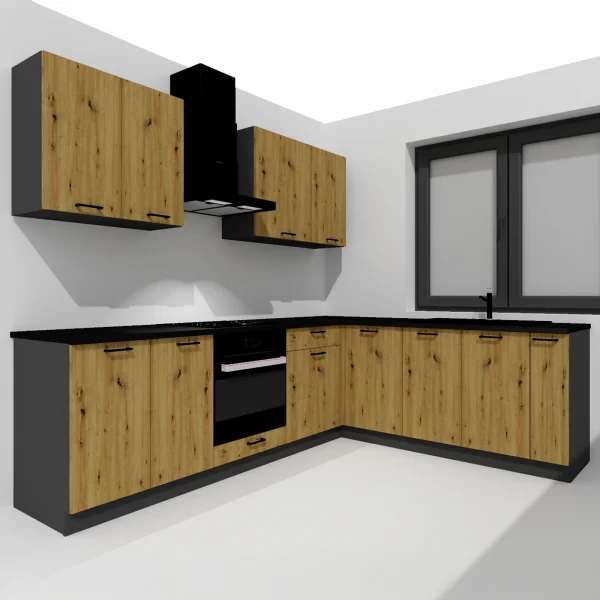 Cucina angolare 260x200cm completa componibile moderna rovere grafite Crono