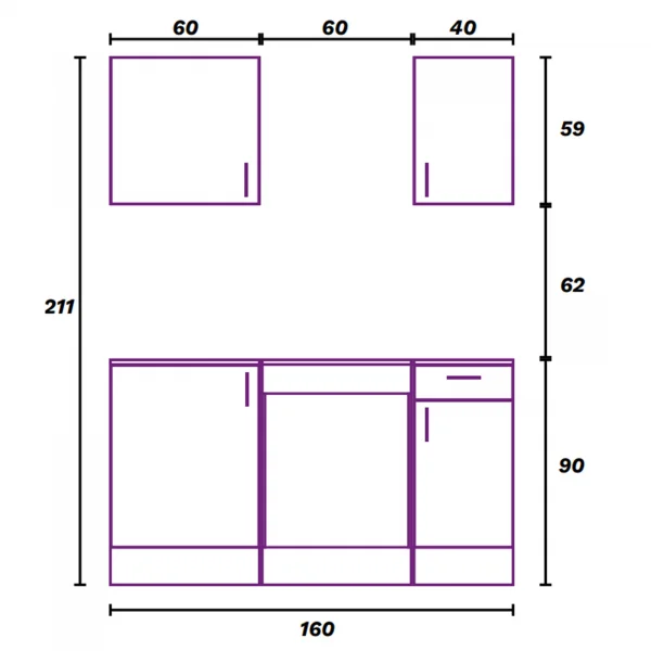 Cucina lineare 160 cm componibile bianco lucido rovere Kimera 5