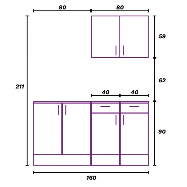 Cucina lineare 160 cm componibile bianco lucido rovere Kimera 6