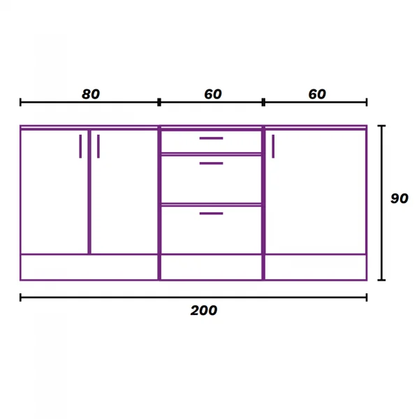 Cucina lineare 200 cm componibile bianco lucido rovere Kimera 7