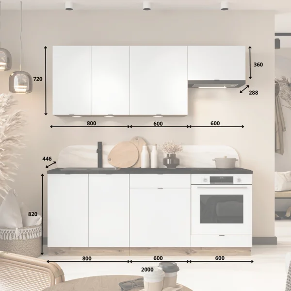 Cucina lineare 200cm completa componibile moderna bianca Starter