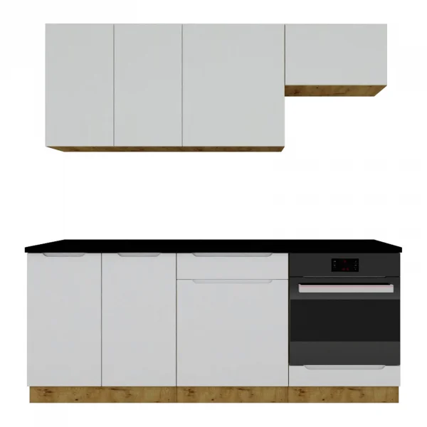 Cucina lineare 200cm completa componibile moderna grigio chiaro Etrax