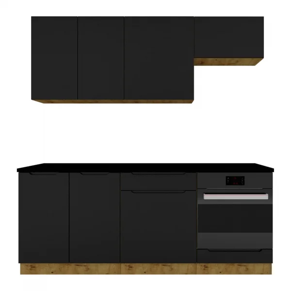 Cucina lineare 200cm completa componibile moderna nera Etrax