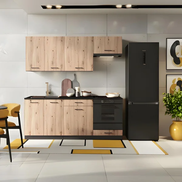Cucina lineare 200cm completa componibile moderna rovere grafite Crono
