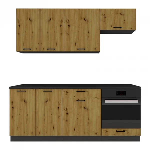 Cucina lineare 200cm completa componibile moderna rovere grafite Crono