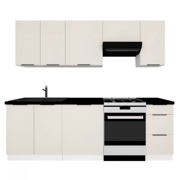 Cucina lineare 240cm completa componibile moderna beige cashmere Luce