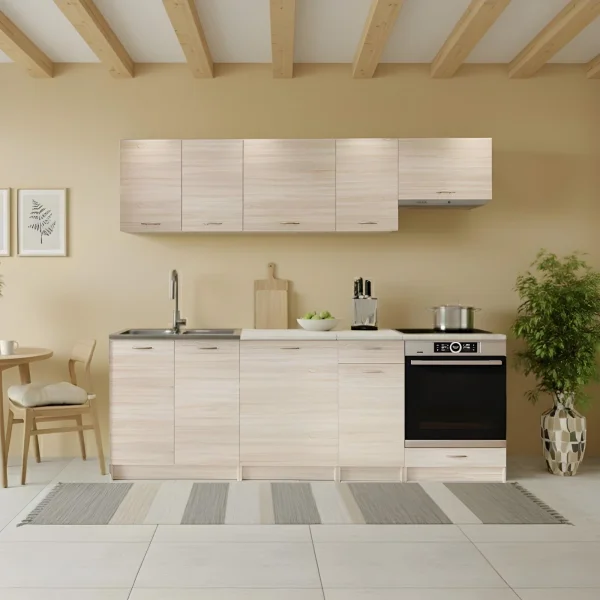 Cucina lineare 240cm completa componibile moderna con vano forno rovere sonoma Dalia