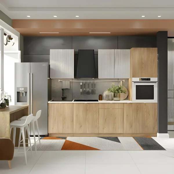 Cucina lineare 260cm completa componibile moderna rovere beige cashmere Lorely