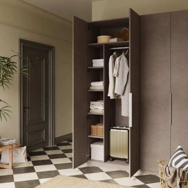 Elemento vani a giorno per armadio modulo 90cm con tubo appendiabiti marrone bronzo Batty
