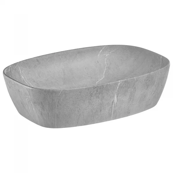 Lavabo bagno da appoggio 50x38cm grigio effetto Pietra Morel