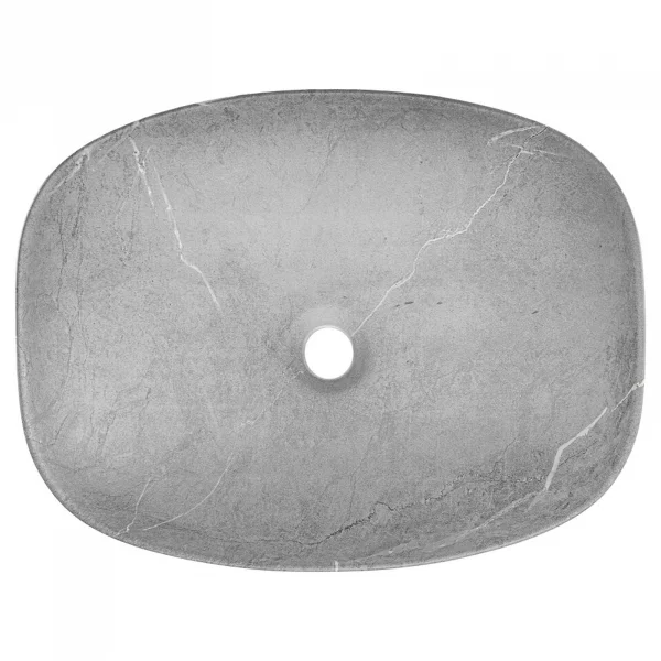 Lavabo bagno da appoggio 50x38cm grigio effetto Pietra Morel