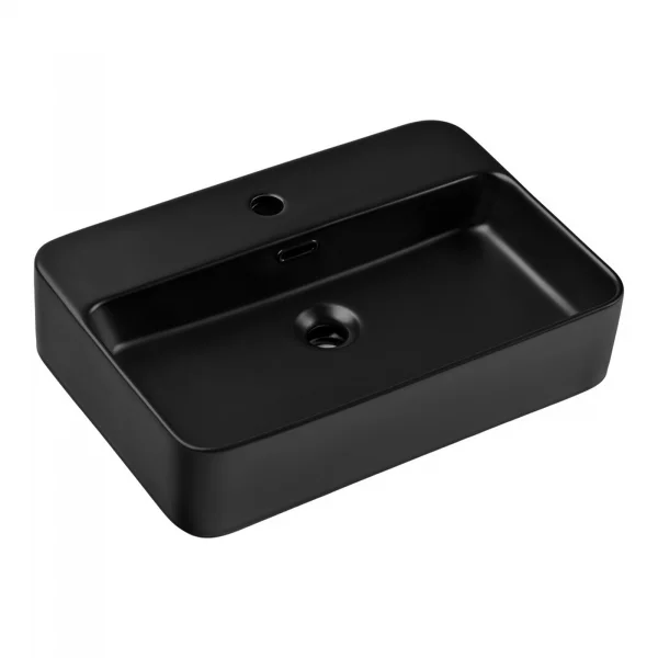 Lavabo bagno da appoggio 55x38cm ceramica nero Spigol