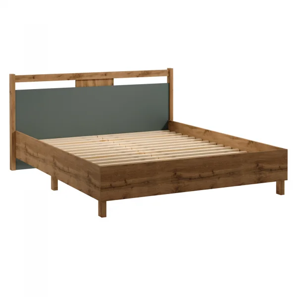 Letto matrimoniale 160x200 cm con rete a doghe rovere verde Leave