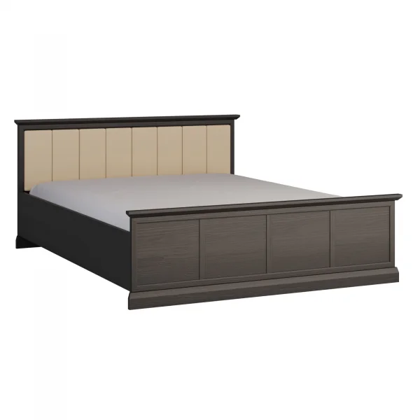 Letto matrimoniale 160x200 cm con rete a doghe shabby nero grafite Purro