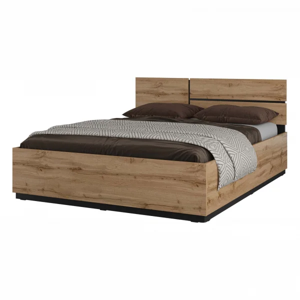 Letto matrimoniale 160x200cm contenitore con rete a doghe testiera reversibile rovere Lolla