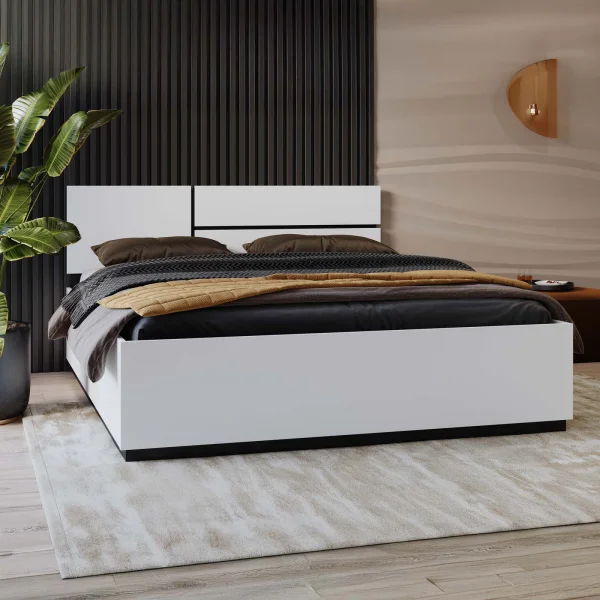 Letto matrimoniale 160x200cm testiera reversibile bianco opaco Lolla