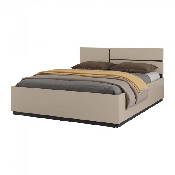 Letto matrimoniale 160x200cm testiera reversibile tortora Lolla