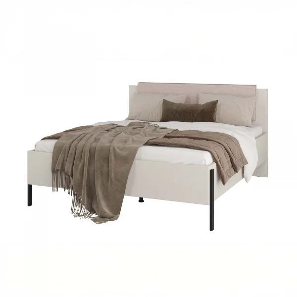 Letto matrimoniale 160x200cm testiera imbottita beige cashmere Simple
