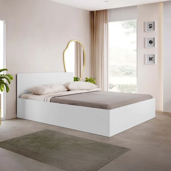 Letto matrimoniale contenitore 160x200 cm con rete a doghe bianco Athena