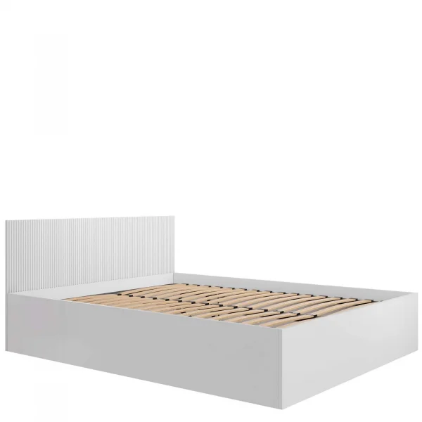 Letto matrimoniale contenitore 160x200 cm con rete a doghe bianco Athena
