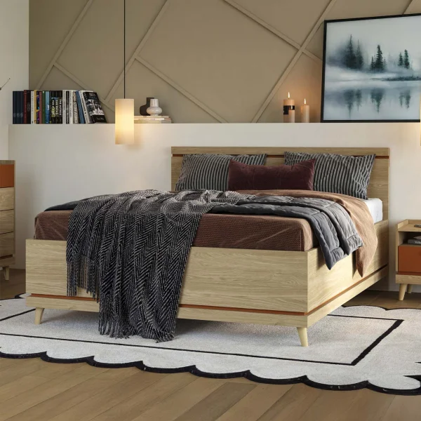 Letto matrimoniale oversize 180x200 cm moderno rovere Yu