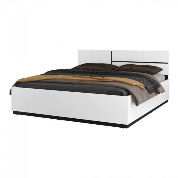 Letto matrimoniale oversize 180x200cm testiera reversibile bianco opaco Lolla