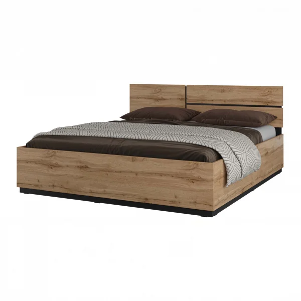 Letto matrimoniale oversize 180x200cm testiera reversibile rovere Lolla