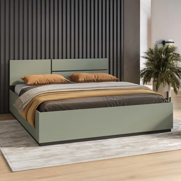 Letto matrimoniale oversize 180x200cm testiera reversibile verde Lolla