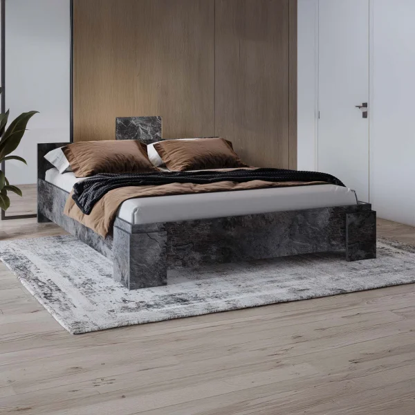 Letto matrimoniale oversize 180x200cm ossido effetto pietra Frisk