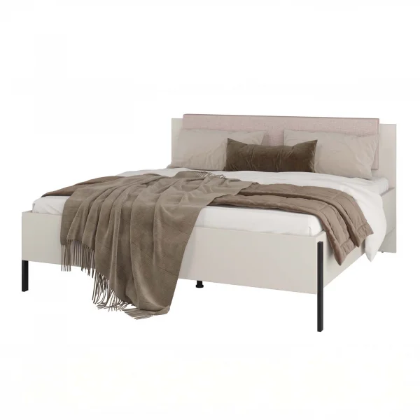 Letto matrimoniale oversize 180x200cm testiera imbottita beige cashmere Simple