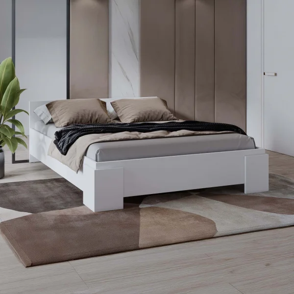 Letto matrimoniale standard 160x200cm bianco opaco Frisk