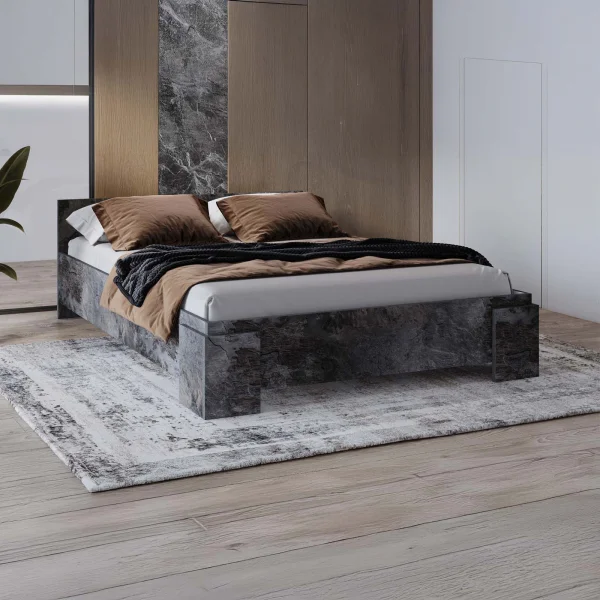 Letto matrimoniale standard 160x200cm ossido effetto pietra Frisk