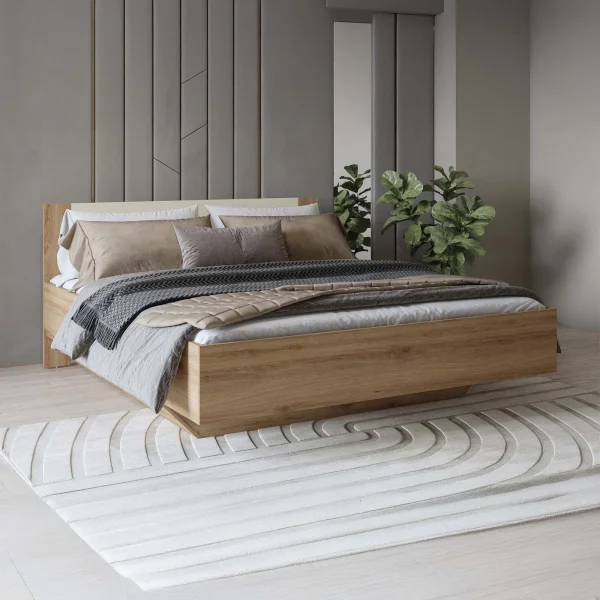 Letto matrimoniale standard 160x200cm rovere beige Ama