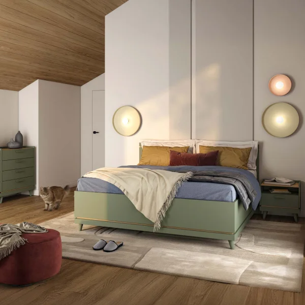 Letto matrimoniale standard contenitore 160x200 cm con rete verde salvia Yu