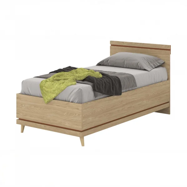 Letto singolo 100x200 cm moderno rovere Yu