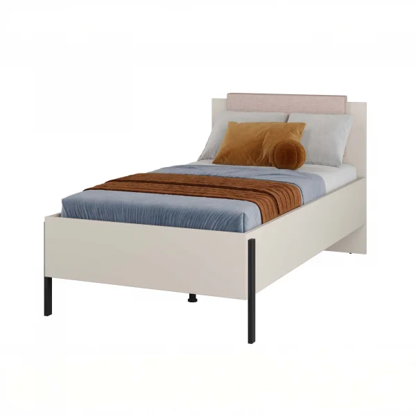 Letto singolo 100x200cm testiera imbottita beige cashmere Simple