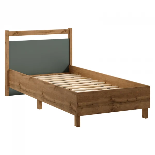 Letto singolo 90x200 cm con rete a doghe rovere verde Leave