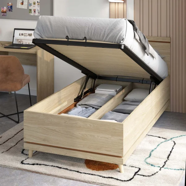 Letto singolo contenitore 100x200 cm con rete mattone Yu