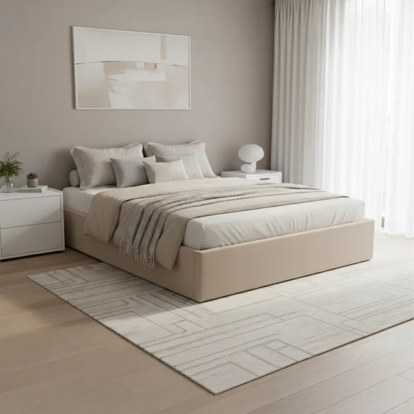 Letto sommier matrimoniale contenitore 160x200 cm con rete beige Winny