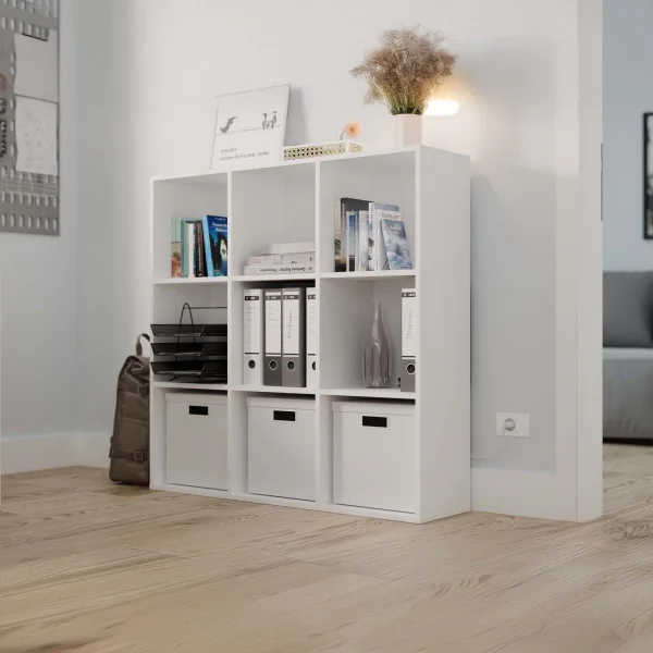 Libreria 111x111h cm 9 vani a giorno bianco Giove