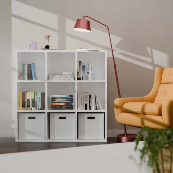 Libreria 111x111h cm 9 vani a giorno bianco Giove